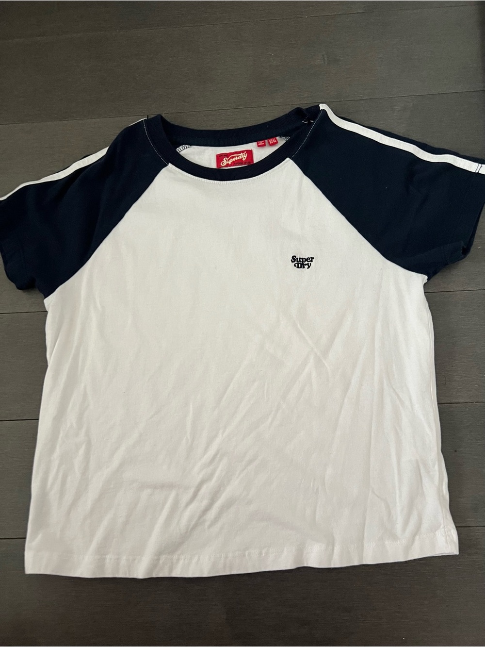 Superdry White and Navy Tee US Size 8